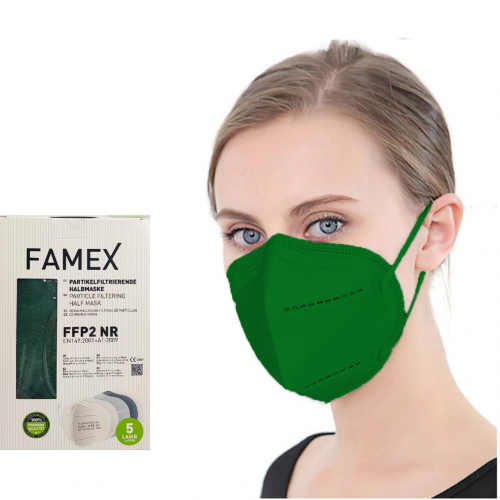 Famex 5 Layers Particle Filtering Half NR Μάσκες Προστασίας FFP2 Dark Green 10 τεμάχια